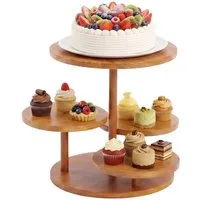 QUBEBU Etagere Tortenständer 4-stöckige Etagere Tortenplatte Servierständer aus Holz, (4 Etagen Cupcake Ständer, Kuchenständer, Gebäckständer, Kuchenplatte, 1-tlg., Muffins Macarons Donut Ständer, für Hochzeit Geburtstag Mottoparty), Dessert-Halter-T