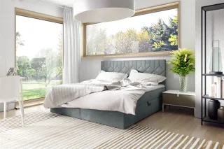 Boxspringbett Schlafzimmerbett 200x220cm LAZARO Nr.5 Grau inkl. Bettkasten