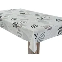 laro Tischdecke Wachstuchtischdecke Retro Bögen Beige-Grau PVC Eckig