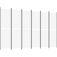 vidaXL Raumteiler 6-tlg. Paravent Weiß 300x200 cm Stoff, 1-tlg.