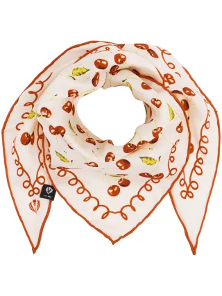 fraas - Seide Dreieckstuch Dreieckstuch mit Kirschen-Print aus reiner Seide true red - Gr. - OS
