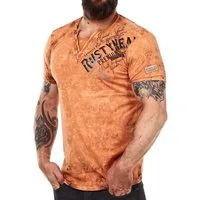 R-NEAL T-Shirt Original T-Shirt Rundhals X V-Neck Shirt Verwaschen Vintage Oil Washed