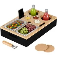 relaxdays Tabletttisch Couchbar mit Zubehör (9-St), schwarz