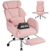 Hoffree Chefsessel Ergonomischer Bürostuhl Schreibtischstuhl Gaming Stuhl 200kg Belastbar (Breiter Sitz, 6cm höhenverstellbare Kopfstütze, 135° neigbar), Drehstuhl mit klappbarer Armlehnen,Fußstütze, extra dickes Sitzpolster