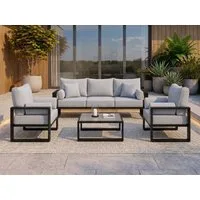 Beautysofa Gartenlounge-Set VERDINO 3sizer Sofa + Sessel + Sessel, (mit Metallrahmen, Outdoor‑Möbel), mit Metallrahmen, wasserdichtes Gewebe