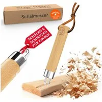 Eli Taschenmesser Schnitzmesser für Kinder mit runder Klinge ab 8 Jahre - Kindermesser, (Schnitzset - Kinderschnitzmesser -, Schnitzwerkzeug), Outdoor Messer für Jungen und Mädchen