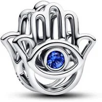 Pandora Charm-Einhänger Charm Hand der Fatima Kristall Blau Sterling-Silber 794062C01