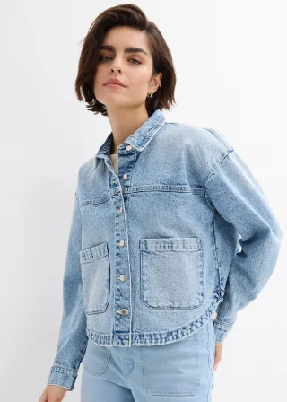 bonprix Denim Shaket / Jeansjacke, blau, Gr.42, Oversized Denim Shaket, 99% Baumwolle