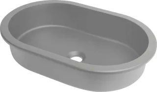 Neuesbad Serie 600 Waschbecken Granit zum Unterbau/Einbau, Oval, Grau metallic NB1DECQSSU6U1
