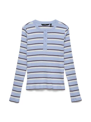 VERO MODA - VMKATIE LS O-NECK TOP JRS GA Brunnera Blue - Gr. - XL