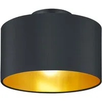 TRIO Leuchten LED Deckenleuchte, Dimmfunktion, LED wechselbar, Warmweiß, Design-klassiker Lampe Treppenhaus Stoff Lampen-schirm Schwarz Gold