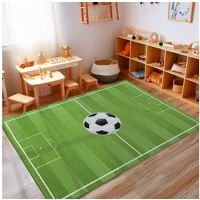 Carpettex Kinderteppich Fußballstadion, Rechteckig, Höhe: 7 mm, Kinderteppich Fußballstadion Teppich Kinderzimmer Rutschfest Waschbar