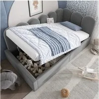 Flieks Polsterbett, Tagesbett Schlafsofa Daybett 90x200cm mit hydraulischem Stauraum
