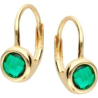 Goldene Hufeisen Paar Ohrhänger Ohrringe Gold Smaragd Zirkonia Brisuren 925 Silber Gelbgold vergoldet (inkl. Schmuckbox), Goldschmuck für Damen, mit Zirkonia