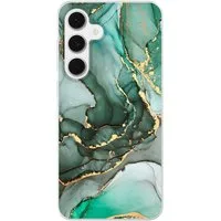 MuchoWow Handyhülle für Samsung Galaxy S24 FE Gold - Marmor - Grün - Luxus - Marmoroptik -, Phone Case, Silikon, Schutzhülle Dünn