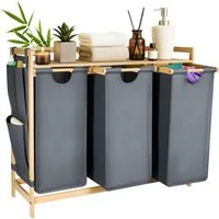 Youyijia Wäschebox 150L Wäschesammler 3 Fächer – Großer Wäschekorb 3 Fächer