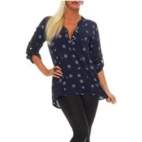 malito more than fashion Schlupfbluse malito Damen Bluse mit Print, Tunika mit ¾ Armen, Blusenshirt auch Bluse mit Kreis Blumen Print 3/4 Ärmeln Einheitsgröße