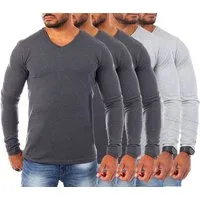 Young & Rich Langarmshirt Herren Uni Basic Longsleeve V-Ausschnitt V-Neck Unterziehshirt 2001 Rundhalsauschnitt unifarben langarm slim fit