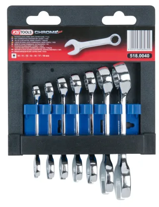 KS Tools CHROMEplus Ringmaulschlüssel-Satz, kurz, 7-tlg - 518.0040