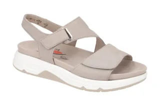 Gabor 86.885 ROLLINGSOFT Damen Sandale Grau Leinen Gummisohle Klettverschluss
