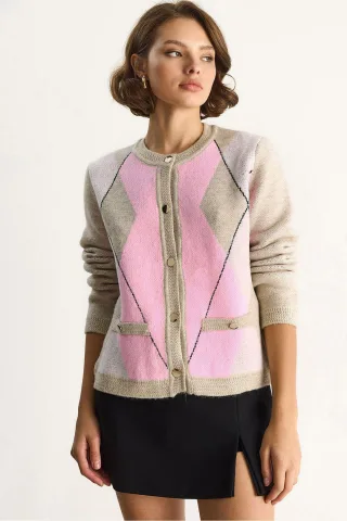 Zellstrick Knopf-Cardigan