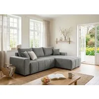 Home affaire Ecksofa Bello L-Form, B: 256 cm, Schlaffunktion, Bettkasten & 2 Zierkissen, Federkern