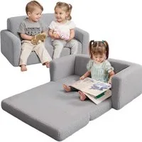 CAVEEN Kindersofa extra breiter 2 Sitzer Kinder Schlafsofa 2-in-1 Spielsofa Liegefläche, mit Seitentaschen und abnehmbarem Bezug für Kinderzimmer & Spielzimmer