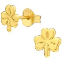 ALEXANDER YORK Paar Ohrstecker KLEEBLATT mit Stiel in Gold, 2-tlg., 925 Sterling Silber