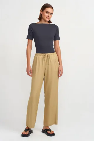 Damen Tencel-Hosen mit weitem Bein und Kordelzugbund