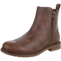 Ital-Design Eleganter Chelsea-Boot mit Reißverschluss für Damen Stiefelette (90648934) Blockabsatz Flache Stiefeletten in Braun
