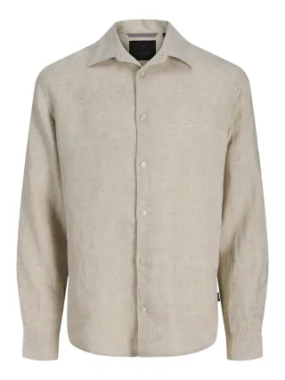 JACK&JONES - JPRBLALAWRENCE LINEN LS SHIRT SN Grau - Gr. - L