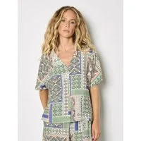 Apricot Klassische Bluse Folk-Patchwork-Bluse mit Muster