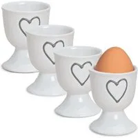 matches21 HOME & HOBBY Eierbecher, (4-tlg), Runde Keramik Ei-Halter als lustige Frühstücks-Eier Tisch-Deko