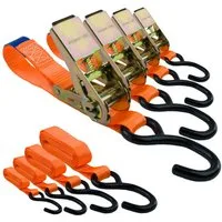 MCS CARGO SECURITY Zurrgurt Spanngurte 4er Set, 3m, 750kg, Zurrgurte für Ladensicherung, orange (4-St)