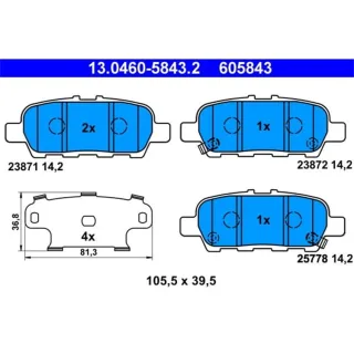 ATE Bremsbel?ge hinten Nissan Renault 13.0460-5843.2
