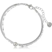 Made by Nami Edelstahlarmband Zweireihig in Silber oder Gold aus Chirurg. Edelstahl mit Edelsteinen, 16 + 3 cm Hypoallergen Wasserfester Schmuck Geschenke für Frauen