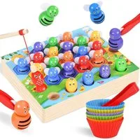 POPOLIC Spielturm-Spielzeugset Biene Holz Sortier Stapelspielzeug, (Kinderspielzeugset, 1-tlg), Das perfekte Montessori-Spielzeug für Kinder ab 2 Jahren!