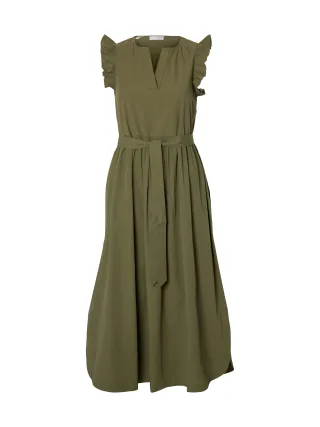 selected women - SLWBLAIR-IDA REGULAR SL LONG DRESS NOOS Deep Lichen Green - Gr. - 42