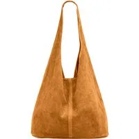 Caspar Schultertasche große Damen Wildleder Tasche Hobo Bag - CLASSIC LINE - Modell No.767, angenehm leicht, ohne Innenfutter, mit Sicherheitsfach, 100% Echtleder