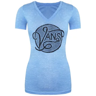 Vans vom Wandgrafiklogo V-Ausschnitt Kurzschlärmblau Womens T-Shirt Vvzi9nm