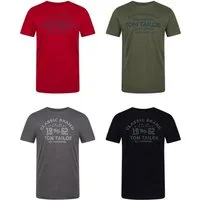 TOM TAILOR T-Shirt Herren Printshirt Regular Fit (Vorteilspack, 4-tlg) Kurzarm Tee Shirt mit Rundhalsausschnitt aus 100% Baumwolle