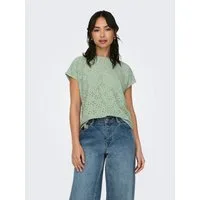 ONLY Kurzarmshirt ONLSMILLA LIFE S/S TOP JRS NOOS regular fit, modisch, Single Jersey, Materialmix, Rundhals