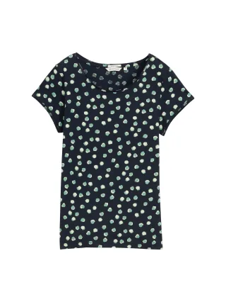 Tom Tailor - T-Shirt mit Rundhalsausschnitt navy green dots - Gr. - S