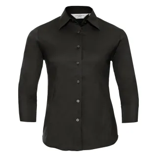 Russell Collection Damen/Damen 3/4 Ärmel Pflegeleichtes Hemd (Schwarz)