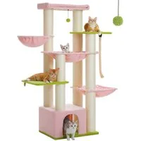 PETEPELA Kratzbaum Kratzbaum größe Katzen stabil mit 13 Sisalpfosten(11cm), Großer Sitzstange, Höhle, Körben, Kratzbaum XXL 169 cm
