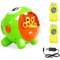 EXTSUD Seifenblasenmaschine Seifenblasenmaschine, Automatische Bubble Maschine Blasenmacher, mit 2 Flüssigkeit für Kinder Hochzeit Geburtstag Party