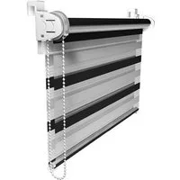 Doppelrollo Tag-Nacht Fensterrollo Klemmfix Zebrarollo mit Stopper, Furnify, ohne Bohren, Klemmfix, Kettenzug mit Stopper