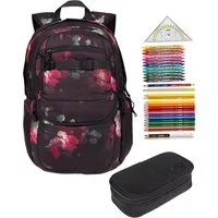 NITRO Schulrucksack NITRO Schulrucksack Jungen Mädchen Future Hero Rucksack (3 Teile Set, inkl. Mäppchen Box, inkl. Mäppchen Füllung 31 Teile), Schulmappe Laptopfach 2 Hauptfächer Daypack Auswahl rmv