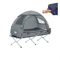 SoBuy Feldbett OGS32, Vorzelt Wasserdichtes Campingbett Campingliege Familienzelt Feldbett mit Zelt 1/2 Personen 7in1 Wurfzelt mit Luftpumpe,Campingzelt