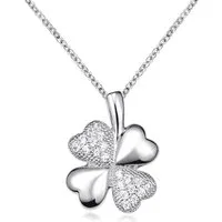 Materia Kettenanhänger Kleeblatt Glücksbringer Zirkonia KA-130, aus 925 Sterling Silber, rhodiniert